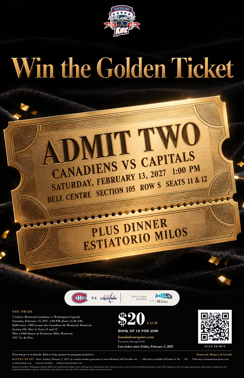 The Win the Golden Ticket raffle poster. All of its details are listed on this page.